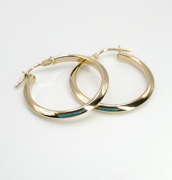 Triangle V Shape 14K Yellow Gold Hoop Earrings