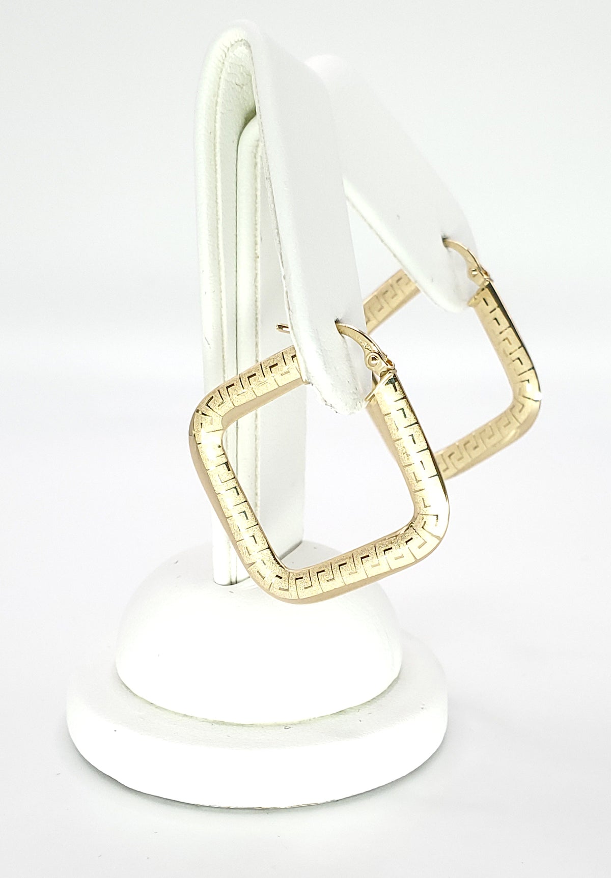 18K Yellow Gold Square Hoop Set