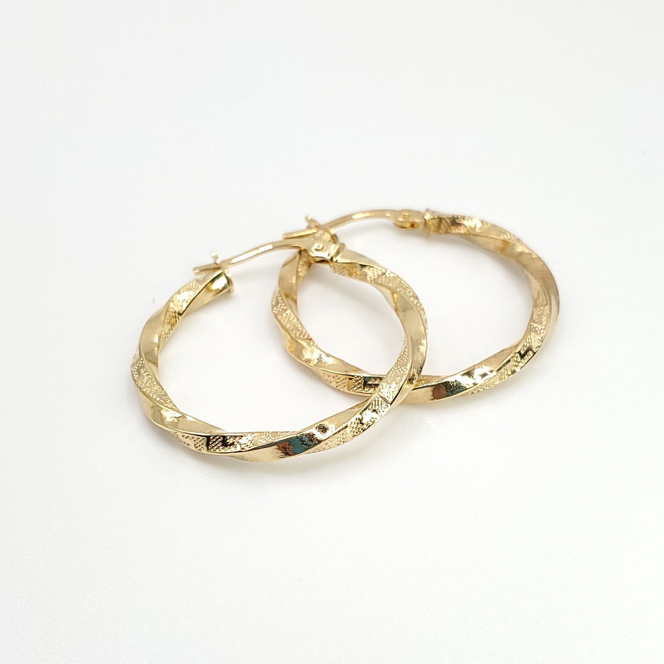 18K Yellow Gold Twisted 25mm Dia. Hoop Earrings