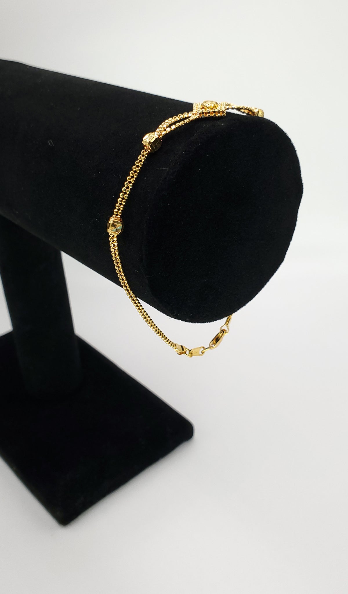 22K Yellow Gold 7.75&quot; Double Bead Chain Bracelet