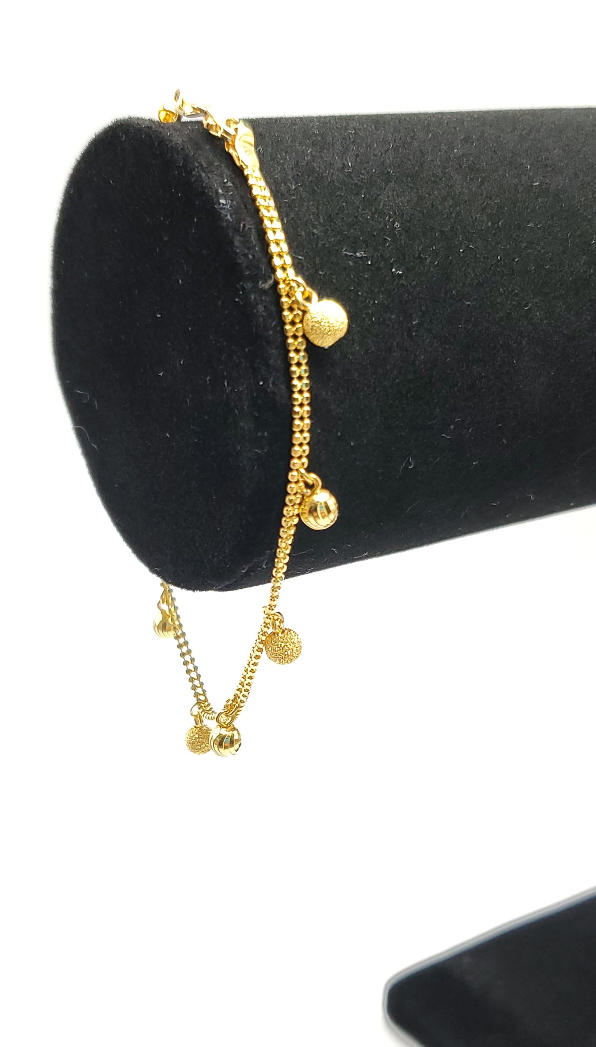 22K Yellow Gold 7.75&quot; Double Bead Chain Bracelet