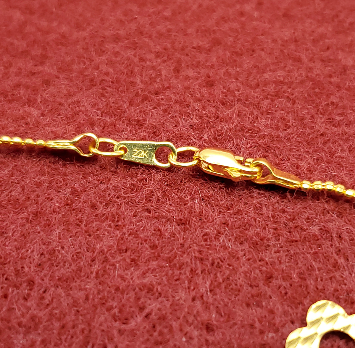 22K Yellow Gold 7.75&quot; Double Bead Chain Bracelet