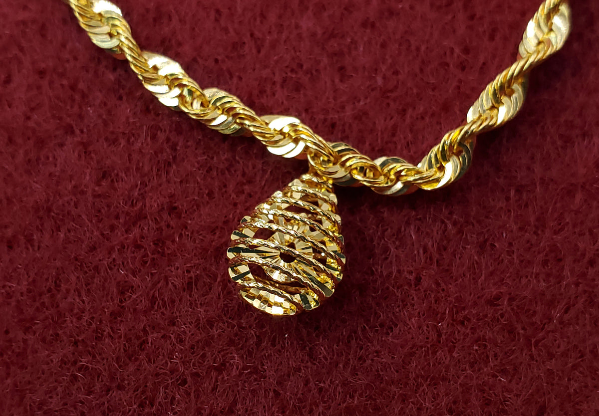 22K Yellow Gold 7.5&quot; Rope Chain Bracelet