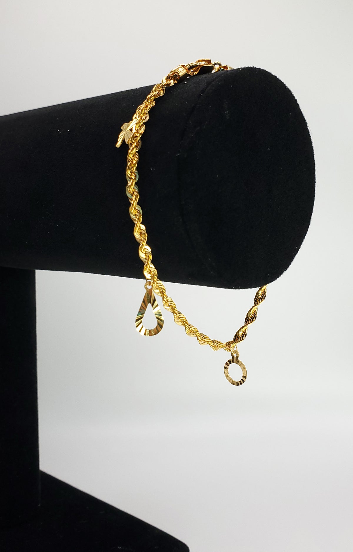 22K Yellow Gold 7.5&quot; Rope Chain Bracelet