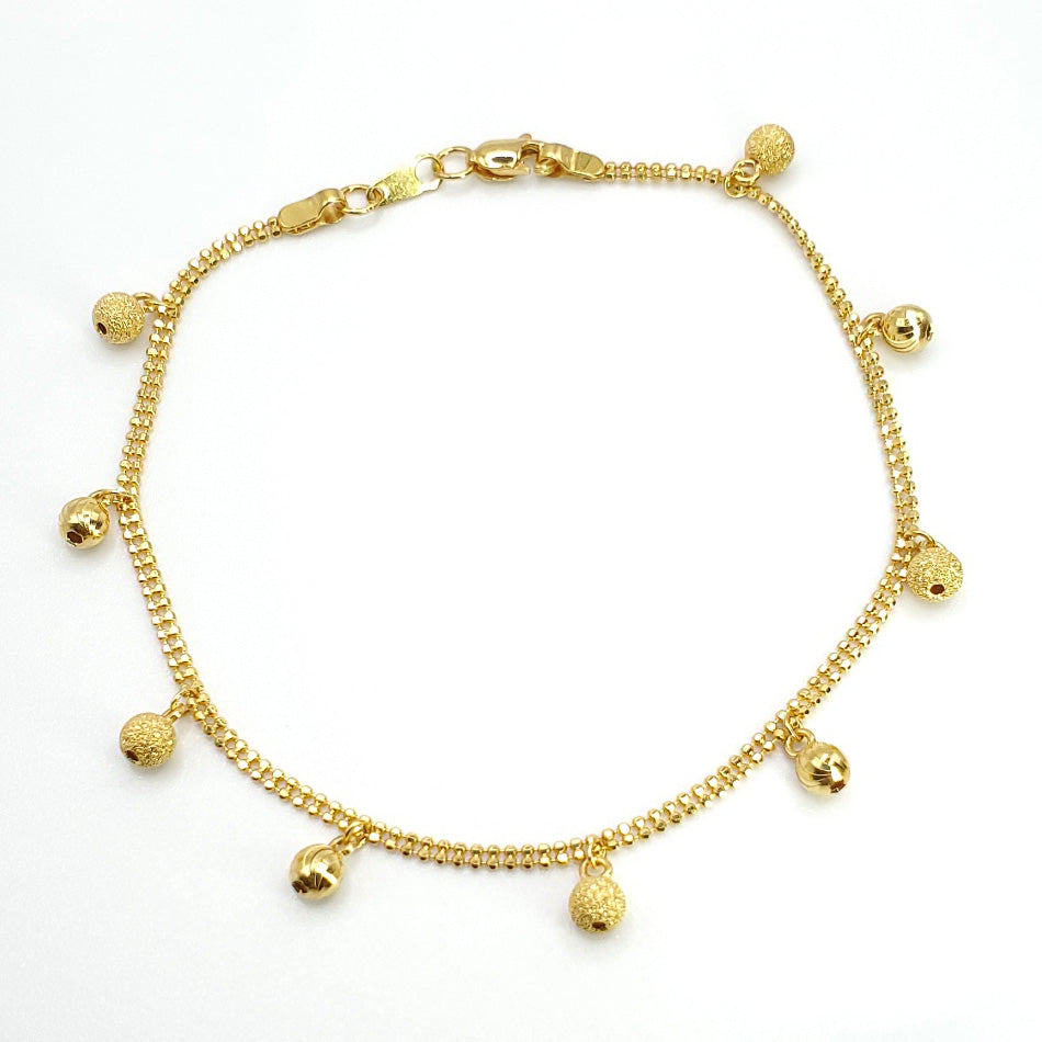 22K Yellow Gold 7.75&quot; Double Bead Chain Bracelet