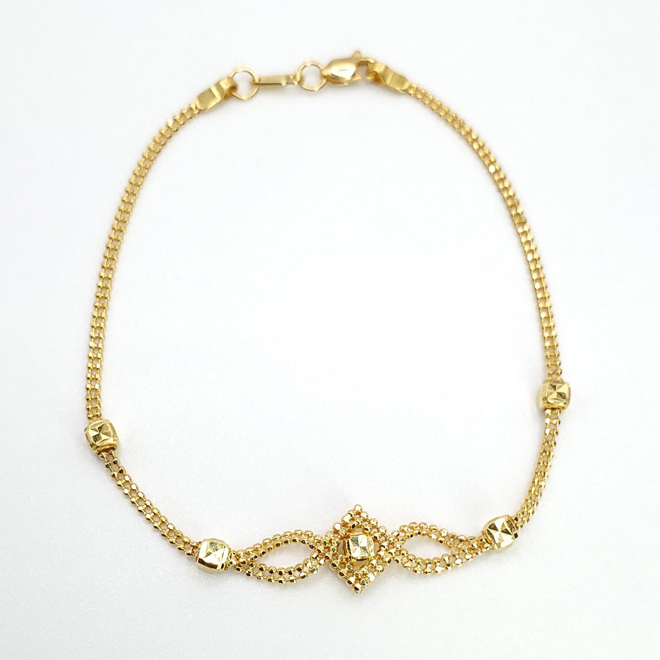 22K Yellow Gold 7.75&quot; Double Bead Chain Bracelet