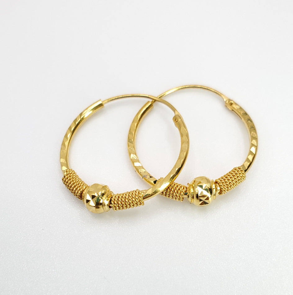 22K Yellow Gold 22mm Dia. Hoop Earrings