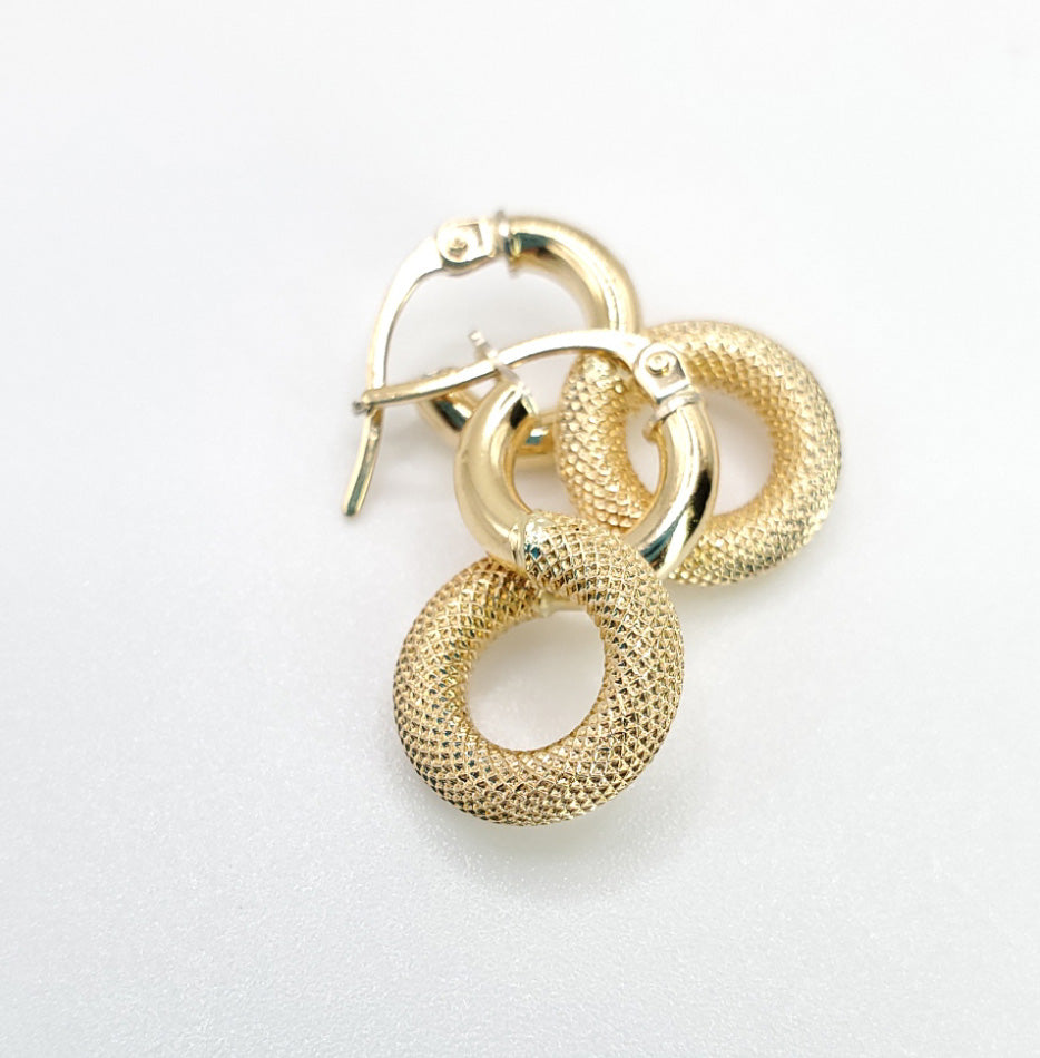 18K Yellow Gold Texture Infinity Earrings