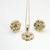 18K Yellow Gold Flower Pendant Earrings with Box Chain Necklace