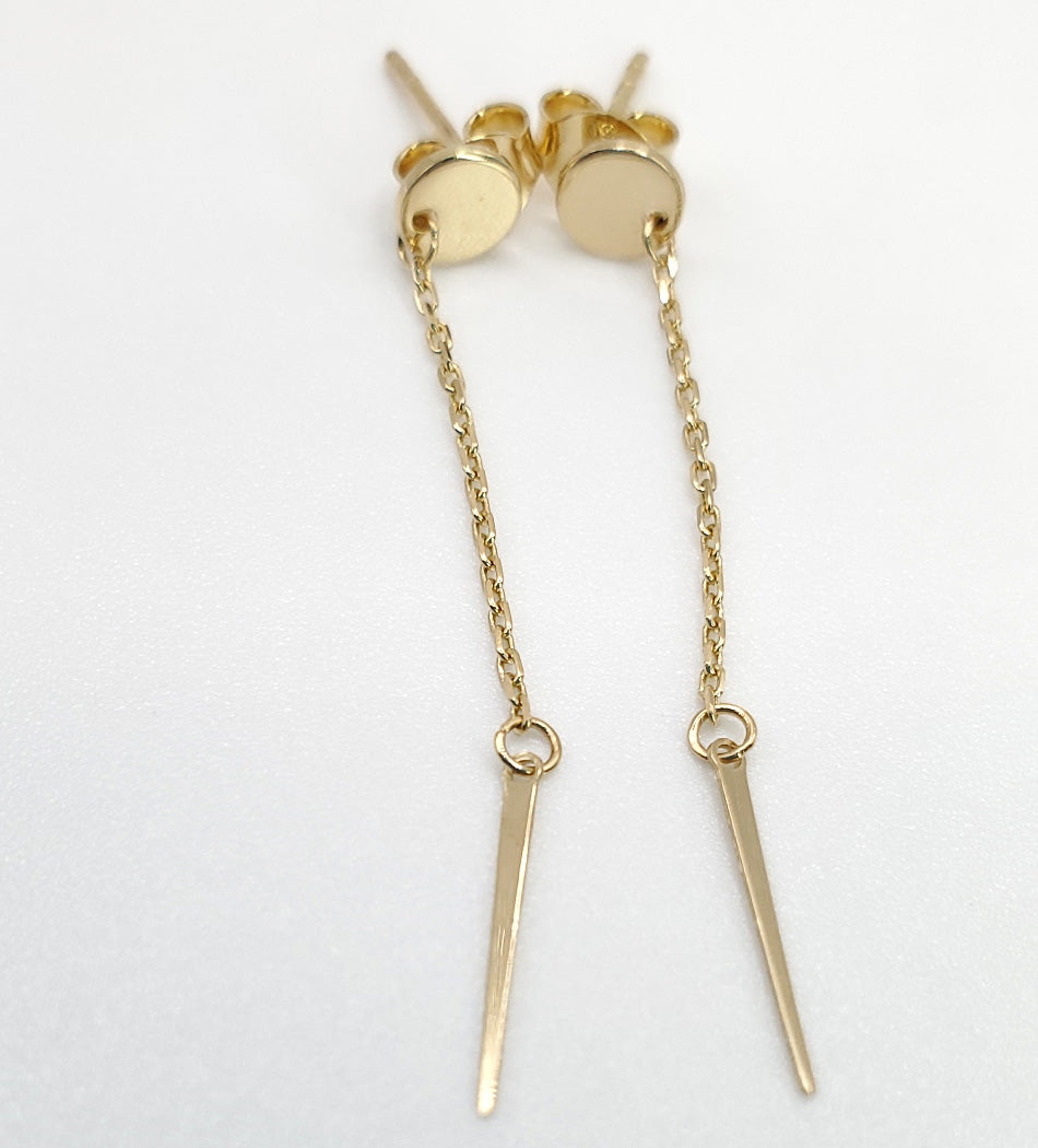 18K Yellow Gold Stud with Dangle Earrings